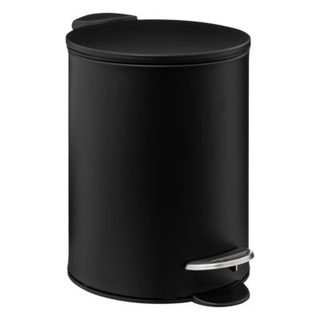 Poubelle de salle de bains ronde 3 litres en métal coloris noir, Ø17 x H.25,5 cm, 5Five