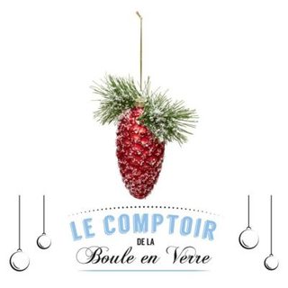 Sujet de noël verre 13 cm pomme pin rouge - feeric lights & christmas