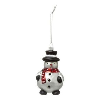 Sujet de Noël Bonhomme de Neige "Soir" 10cm Blanc