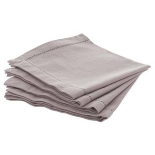 Lot de 4 serviettes de table "Chambray" gris souris 40x40cm - Atmosphera Créateur d'intérieur