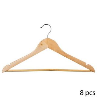 Cintres en bois - FIVE - Lot de 8 - Beige - 45 cm - Manteau