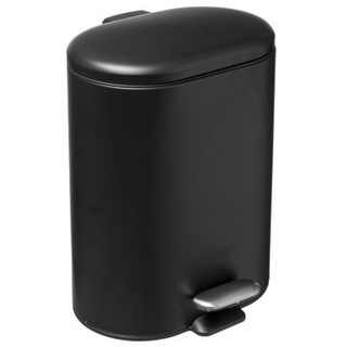 Poubelle de salle de bains à pédale en acier noir 6L, 5Five Siliflex