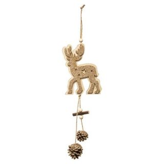 Sujet de noël long bois renne pdp 35 cm - feeric lights & christmas