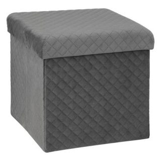 Pouf pliable 31x31cm "Mix N' Modul" velours gris - 5five