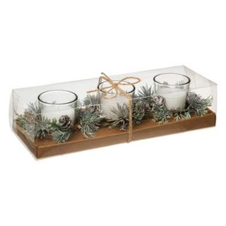 Bougie centre de table trio blanc feuilles 180 g - feeric lights & christmas