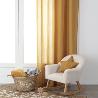 Rideau "Berlingot" jaune moutarde 140x250cm - Atmosphera Créateur d'intérieur
