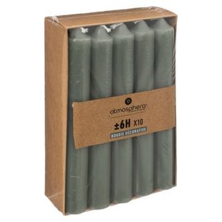 Lot de 10 bougies bâtons vert eucalyptus 45g - Atmosphera Créateur d'intérieur