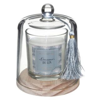 Bougie parfumée Loli 130g avec cloche verre douceur de lin - Atmosphera Créateur d'intérieur