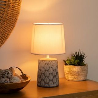 Lampe "Cyril" céramique gris H36cm - Atmosphera Créateur d'intérieur