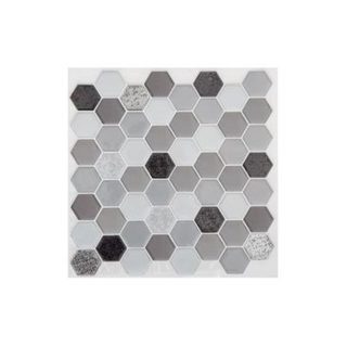 Lot de 2 Stickers Carrelage "Hoxa" 25x25cm Noir