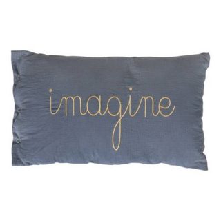 Coussin Lili bleu gris 50x30cm - Atmosphera Créateur d'intérieur