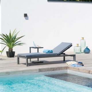 Hespéride Lit de piscine "Evasion" gris/graphite en aluminium traité époxy