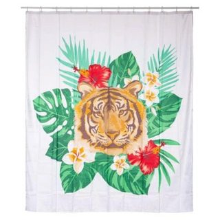 Rideau de Douche "Tropical" 180x200cm Blanc