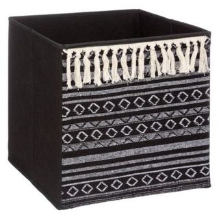 Panier tissu 31x31cm "Mix N' Modul" noir et blanc pompons - 5five