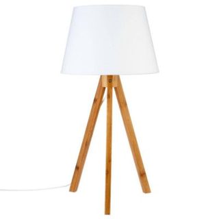 Lampe trépied Bahi - bambou et blanc H56 cm - Atmosphera