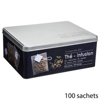 Boîte à thé 100 sachets métal "Black Edition" noir - 5five