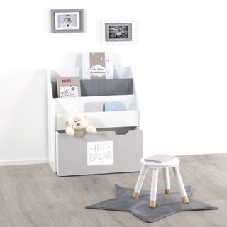 Bibliothèque enfant à roulettes gris H70cm - Atmosphera Créateur d'intérieur