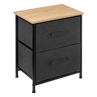 Table de chevet 2 tiroirs métal gris - 5five
