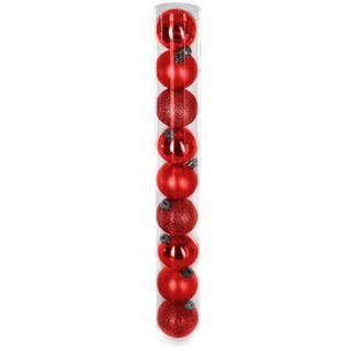 Boule de noël rouge lisses et effet relief ∅60mm Feeric Light & Christmas - Lot de 9