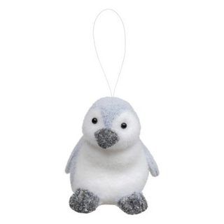 Suspension pingouin gris argent et blanc 11cm Feeric Light & Christmas