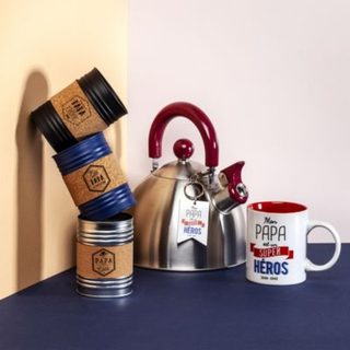 Mug - THE CONCEPT FACTORY - Papa Est Un Super Héros - Céramique - Rouge, Bleu, Blanc
