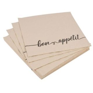 Lot de 20 Serviettes "Vintage Lunch" 33x33cm Naturel