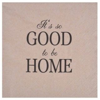 Lot de 20 Serviettes en Papier "Home" 33x33cm Naturel