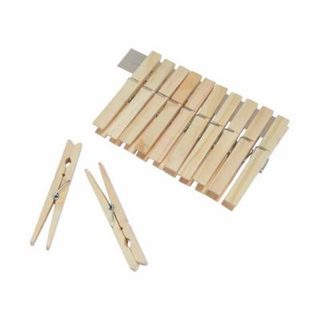 Lot de 12 Pinces à Linge "Bois" 10cm Naturel