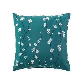 Coussin 45 x 45 cm polyester imprime applique sakura Emeraude