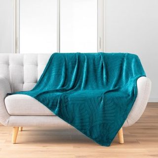 Plaid 125 x 150 cm flanelle relief unie nelia Bleu