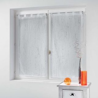Paire droite passants 2 x 60 x 120 cm voile sable applique filiane Blanc