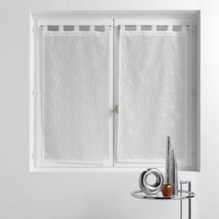 Paire droite passants 2 x 60 x 160 cm voile sablé brodé Olympia Blanc