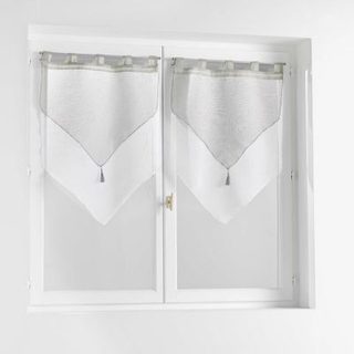 Paire pompon passants 2 x 60 x 120 cm voile double sable duetto Gris/blanc