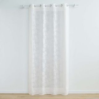 Voilage Vintage fleurs brodées (140x240 cm - Blanc)
