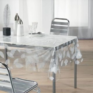 Nappe rectangle transparente print feuillages (140x240 cm - Transparent)