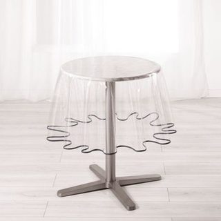 Nappe ronde  transparente ourlet coloré (180x180 cm - Gris anthracite)