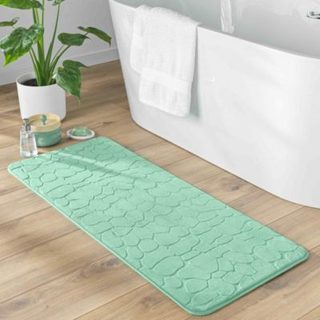 Tapis de Bain 50 x 120 cm Microfibre Unie Relief Ricochet Ultra Doux et Absorbant Tilleul