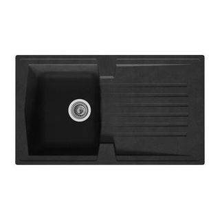 STRADOUR Evier cuisine a encastrer 1 bac + 1 egouttoir Arena - Resine - 86 x 50 cm - Noir