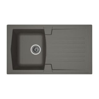 STRADOUR Evier cuisine a encastrer 1 bac + 1 egouttoir Arena - Resine - 86 x 50 cm - Gris beton