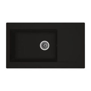 STRADOUR Evier cuisine a encastrer 1 grand bac + 1 egouttoir Einna - Resine - 86 x 50 cm - Noir