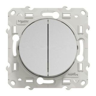 Interrupteur double va-et-vient connexion rapide à vis Schneider Electric Odace aluminium