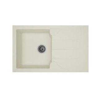 STRADOUR Evier cuisine a encastrer 1 bac + 1 egouttoir Aloa - Resine - 81 x 50 cm - Blanc