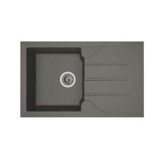 STRADOUR Evier cuisine a encastrer 1 bac + 1 egouttoir Aloa - Resine - 81 x 50 cm - Gris beton