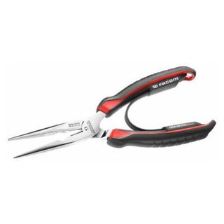 Pince à bec demi-rond long FACOM 185A.20CPE 200 mm - becs striés, coupe-fil latéral