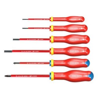 FACOM Jeu de 6 tournevis Protwist isolés 1000V (plats et pozidriv) ATDVE.J6PB