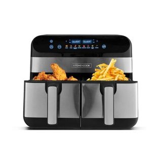 Kitchencook - Friteuse Sans Huile Avec Deux Cuves - 9 Litres - 2400w - 8 Programmes - Minuterie - Thermostat Réglable - Inox