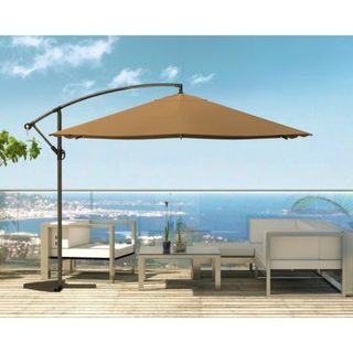 Parasol marron droit carré 3 x 3 m led degrés SOLENZARA