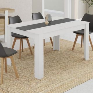 Table à manger rectangle GEORGIA 6 personnes blanche et grise 140 x 80 cm