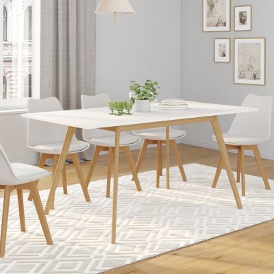 Table scandinave extensible rectangle INGA 4-8 personnes blanche 110-150 cm