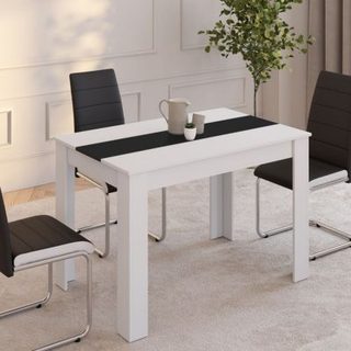 Table à manger rectangle ROZY 4 personnes blanche et noire 110 cm